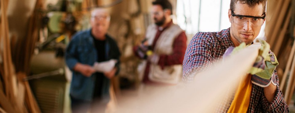 Man wearing safety goggles