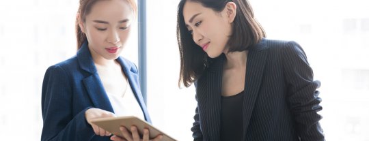 Two business ladies talking
