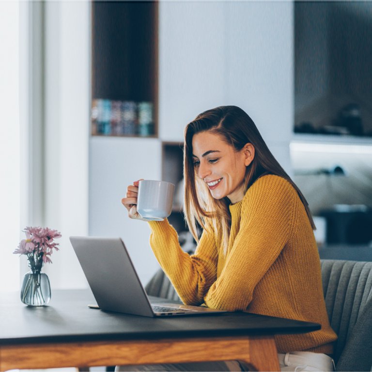 Woman working from home in a meeting