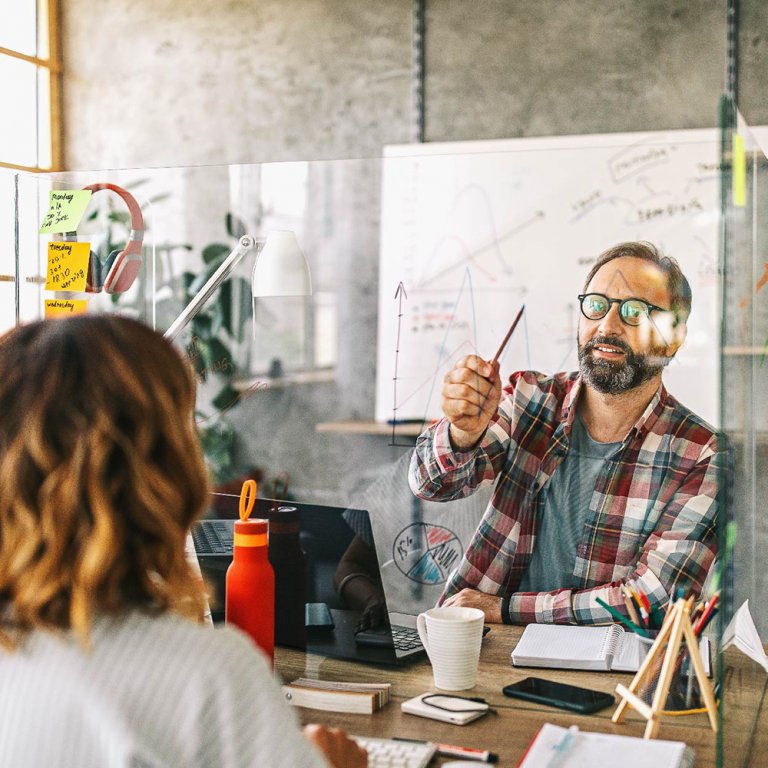 Employees happy to be back in the office returning to work