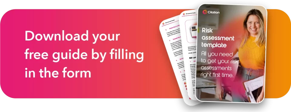 Banner for risk assessment template, download your guide by filling in the form